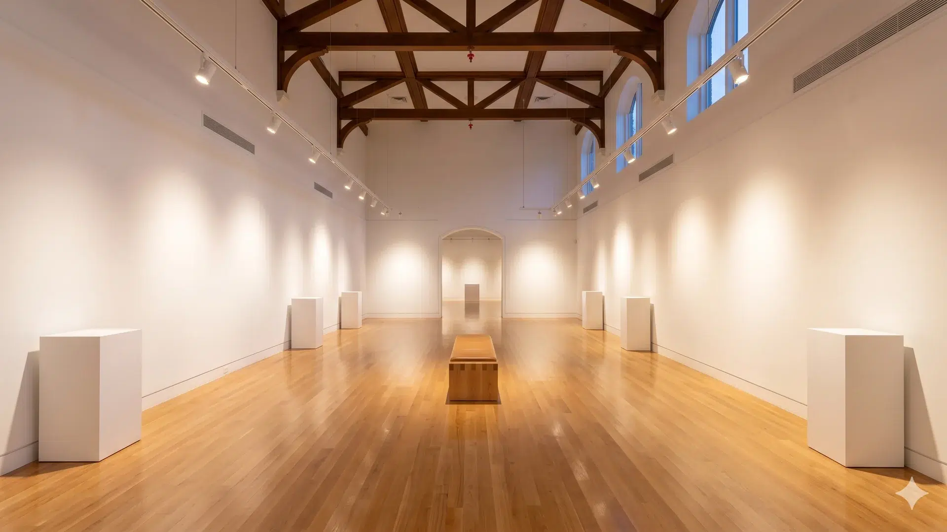 Clean museum gallery with polished floors
